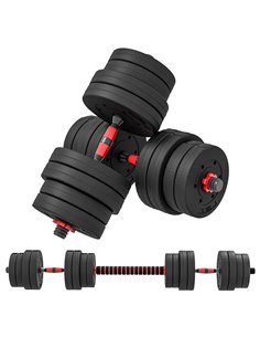 HOMCOM 30kg 2 IN 1 Adjustable Dumbbells Weight Set, Dumbbell Hand Weight Barbell for Body Fitness, Lifting Training for Home, Of