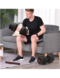 HOMCOM 30kg 2 IN 1 Adjustable Dumbbells Weight Set, Dumbbell Hand Weight Barbell for Body Fitness, Lifting Training for Home, Of 2