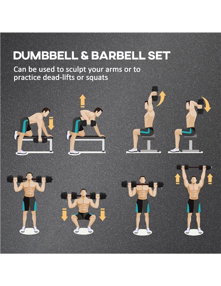 HOMCOM 30kg 2 IN 1 Adjustable Dumbbells Weight Set, Dumbbell Hand Weight Barbell for Body Fitness, Lifting Training for Home, Of - pic 95054 | FastDaddyshop