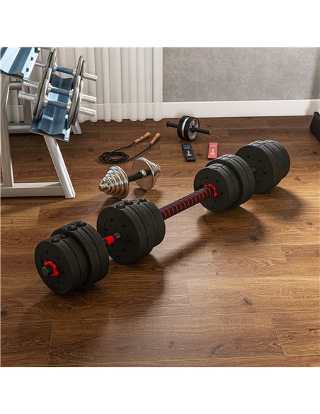 HOMCOM 30kg 2 IN 1 Adjustable Dumbbells Weight Set, Dumbbell Hand Weight Barbell for Body Fitness, Lifting Training for Home, Of - pic 95058 | FastDaddyshop
