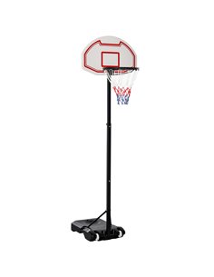 HOMCOM Portable Basketball Hoop: Wheeled Stand for Indoor & Outdoor Play, Adjustable Height, Monochrome Design A61-003