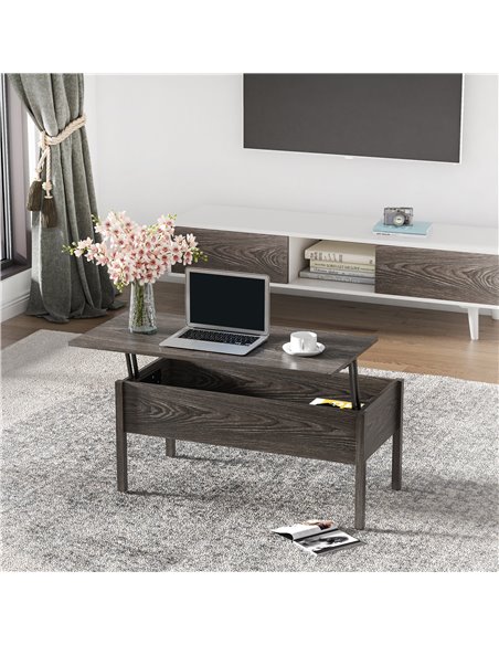 HOMCOM Modern Lift Top Coffee Table with Storage Compartment Convertible Tea Desk Floating Retractable Table Home Office Living  - pic 9507 | FastDaddyshop