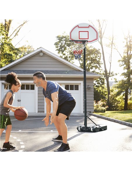 HOMCOM Portable Basketball Hoop: Wheeled Stand for Indoor & Outdoor Play, Adjustable Height, Monochrome Design A61-003 - pic 95070 | FastDaddyshop