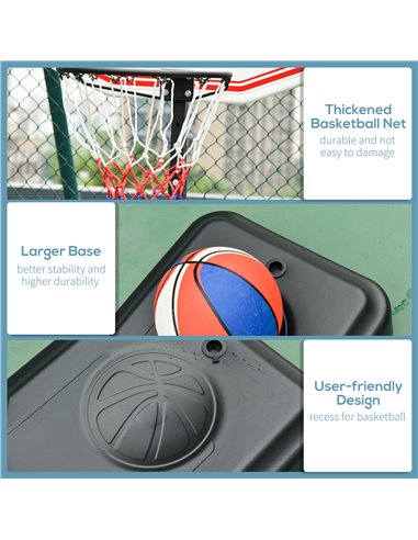 HOMCOM Portable Basketball Hoop: Wheeled Stand for Indoor & Outdoor Play, Adjustable Height, Monochrome Design A61-003