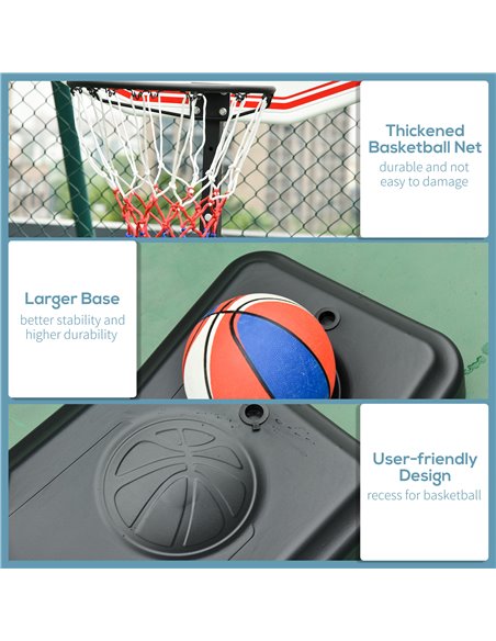 HOMCOM Portable Basketball Hoop: Wheeled Stand for Indoor & Outdoor Play, Adjustable Height, Monochrome Design A61-003 - pic 95074 | FastDaddyshop