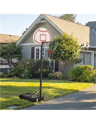 HOMCOM Portable Basketball Hoop: Wheeled Stand for Indoor & Outdoor Play, Adjustable Height, Monochrome Design A61-003