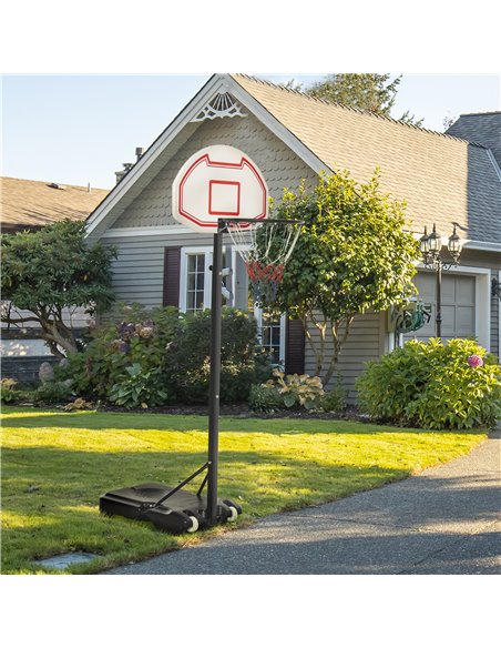 HOMCOM Portable Basketball Hoop: Wheeled Stand for Indoor & Outdoor Play, Adjustable Height, Monochrome Design A61-003 - pic 95077 | FastDaddyshop