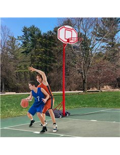 HOMCOM Steel Basketball Stand Height Adjustable Hoop Backboard Red A61-005 2