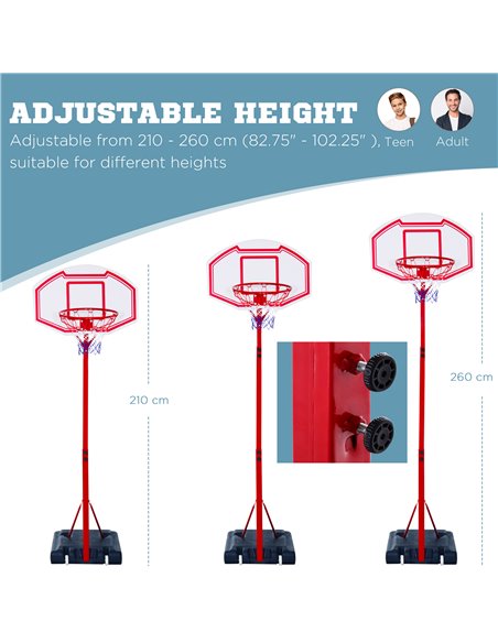 HOMCOM Steel Basketball Stand Height Adjustable Hoop Backboard Red A61-005 - pic 95081 | FastDaddyshop
