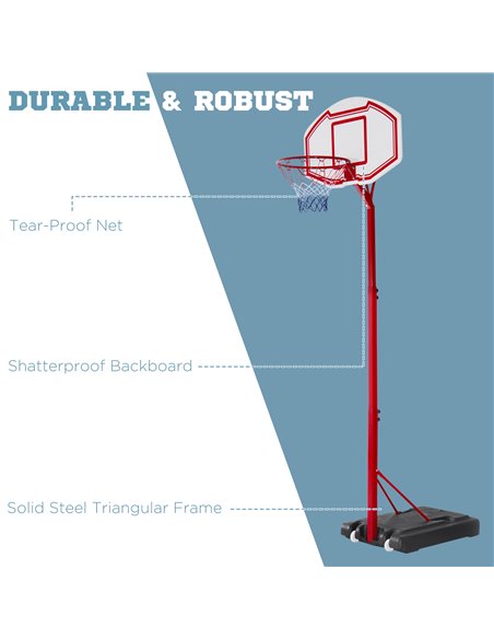 HOMCOM Steel Basketball Stand Height Adjustable Hoop Backboard Red A61-005 - pic 95084 | FastDaddyshop