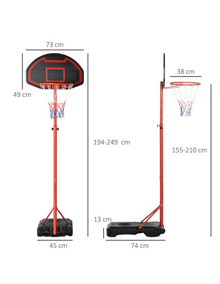 HOMCOM Adjustable Basketball Hoop: Sturdy Steel Frame for Indoor & Outdoor Play, Fun for All Ages, Black and Red A61-015 - pic 95089 | FastDaddyshop