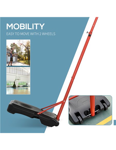 HOMCOM Adjustable Basketball Hoop: Sturdy Steel Frame for Indoor & Outdoor Play, Fun for All Ages, Black and Red A61-015 - pic 95092 | FastDaddyshop