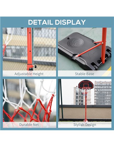 HOMCOM Adjustable Basketball Hoop: Sturdy Steel Frame for Indoor & Outdoor Play, Fun for All Ages, Black and Red A61-015