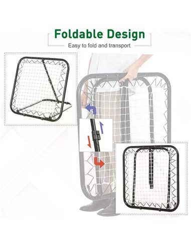 HOMCOM Angle Adjustable Rebounder Net Goal Training Set Football, Baseball, Basketball Daily Training, Black A90-223WT