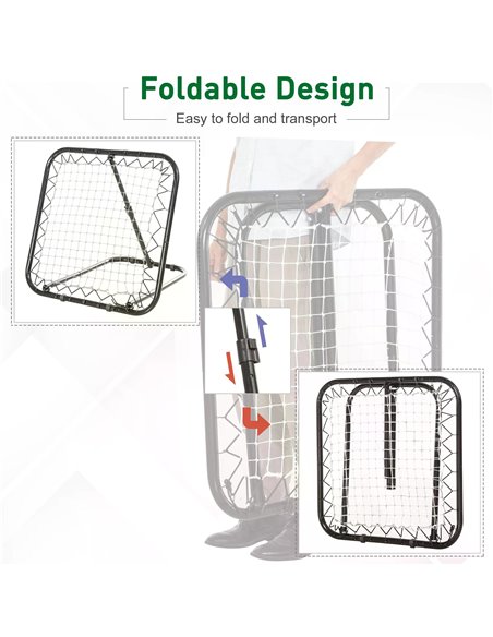 HOMCOM Angle Adjustable Rebounder Net Goal Training Set Football, Baseball, Basketball Daily Training, Black A90-223WT - pic 95100 | FastDaddyshop