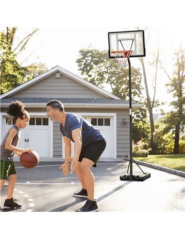 HOMCOM Adjustable Basketball Hoop Stand, Freestanding with Backboard & Wheels, 255-305cm, Black A61-013
