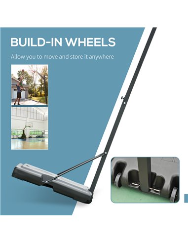 HOMCOM Adjustable Basketball Hoop Stand, Freestanding with Backboard & Wheels, 255-305cm, Black A61-013