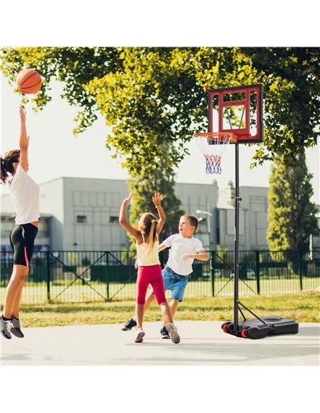 HOMCOM Portable Basketball Hoop Stand 160-210cm Adjustable Height Sturdy Rim Hoop w/ Large Wheels Stable Base & Net Free Standin - pic 95115 | FastDaddyshop