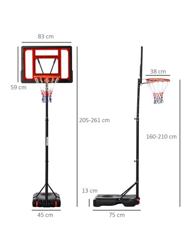 HOMCOM Portable Basketball Hoop Stand 160-210cm Adjustable Height Sturdy Rim Hoop w/ Large Wheels Stable Base & Net Free Standin
