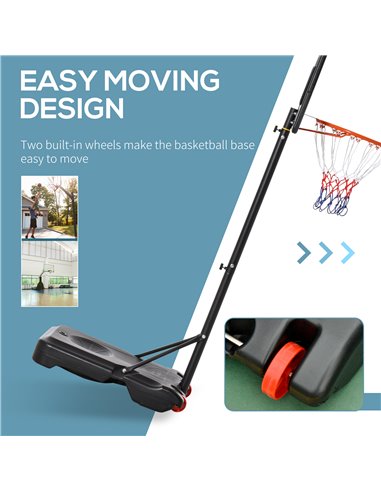 HOMCOM Portable Basketball Hoop Stand 160-210cm Adjustable Height Sturdy Rim Hoop w/ Large Wheels Stable Base & Net Free Standin
