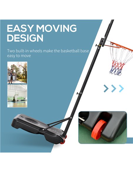 HOMCOM Portable Basketball Hoop Stand 160-210cm Adjustable Height Sturdy Rim Hoop w/ Large Wheels Stable Base & Net Free Standin - pic 95118 | FastDaddyshop