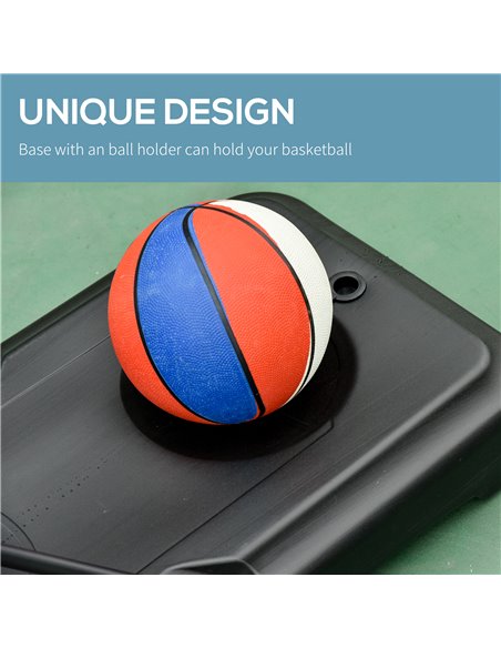 HOMCOM Portable Basketball Hoop Stand 160-210cm Adjustable Height Sturdy Rim Hoop w/ Large Wheels Stable Base & Net Free Standin - pic 95120 | FastDaddyshop