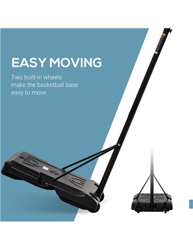 HOMCOM Adjustable Portable Basketball Stand, 175-215cm, with Sturdy Rim, Large Wheels, Stable Base, Net, Free Standing A61-020