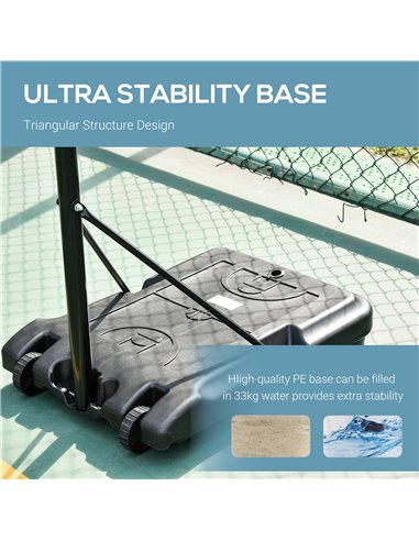 HOMCOM Adjustable Portable Basketball Stand, 175-215cm, with Sturdy Rim, Large Wheels, Stable Base, Net, Free Standing A61-020