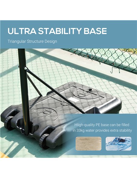HOMCOM Adjustable Portable Basketball Stand, 175-215cm, with Sturdy Rim, Large Wheels, Stable Base, Net, Free Standing A61-020 - pic 95128 | FastDaddyshop