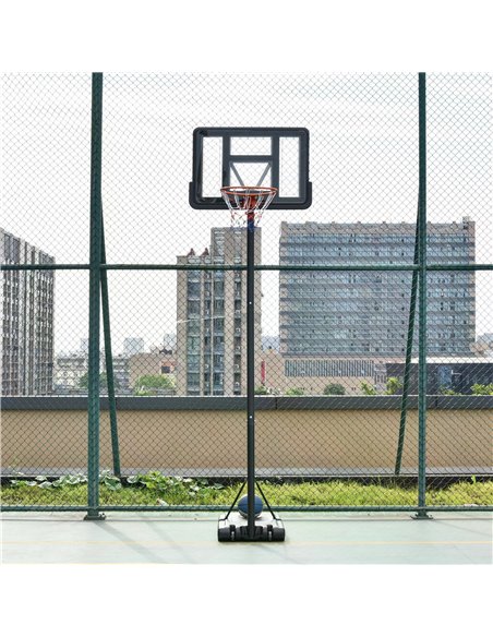 HOMCOM Portable Freestanding Basketball Hoop Stand Transparent Backboard 231-305cm Adjustable Basketball Hoop with Two Moving Wh - pic 95133 | FastDaddyshop