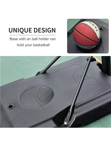 HOMCOM Portable Freestanding Basketball Hoop Stand Transparent Backboard 231-305cm Adjustable Basketball Hoop with Two Moving Wh - pic 95137 | FastDaddyshop