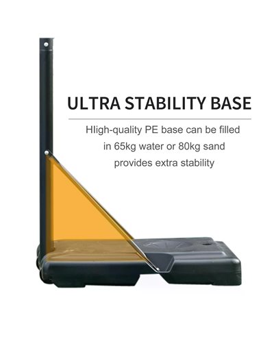 HOMCOM Portable Freestanding Basketball Hoop Stand Transparent Backboard 231-305cm Adjustable Basketball Hoop with Two Moving Wh
