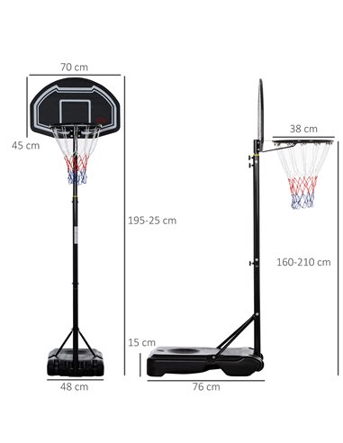 HOMCOM Adjustable Basketball Hoop and Stand, with Wheels and Weight Base A61-028RD