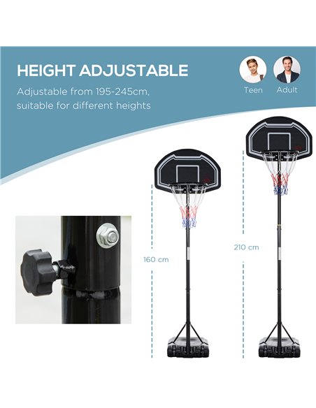 HOMCOM Adjustable Basketball Hoop and Stand, with Wheels and Weight Base A61-028RD - pic 95144 | FastDaddyshop