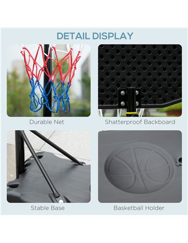 HOMCOM Adjustable Basketball Hoop and Stand, with Wheels and Weight Base A61-028RD