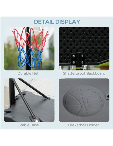 HOMCOM Adjustable Basketball Hoop and Stand, with Wheels and Weight Base A61-028RD - pic 95147 | FastDaddyshop