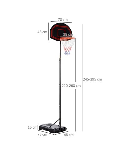 HOMCOM Adjustable Basketball Hoop Stand, with Wheels and Stable Base A61-027BK