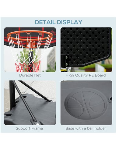 HOMCOM Adjustable Basketball Hoop Stand, with Wheels and Stable Base A61-027BK