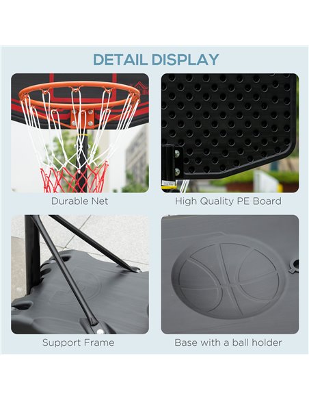 HOMCOM Adjustable Basketball Hoop Stand, with Wheels and Stable Base A61-027BK - pic 95156 | FastDaddyshop
