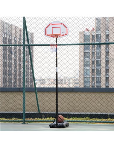 HOMCOM Outdoor Basketball Hoop Stand Portable Sturdy Rim Adjustable Height from 258-314 cm w/ Wheels, Stable Base A61-027RD