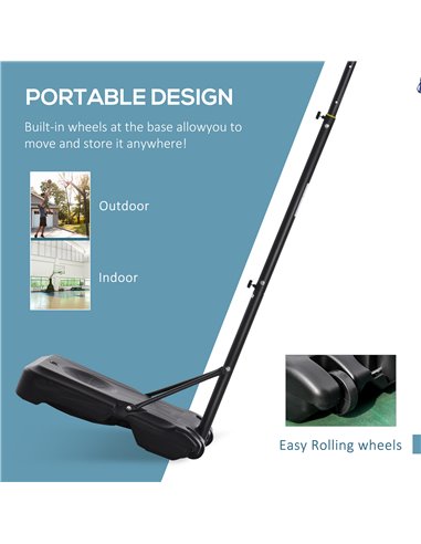 HOMCOM Height Adjustable Basketball Hoop and Stand, Free Standing Basketball Hoop System with Fillable Base and Wheels, for Teen