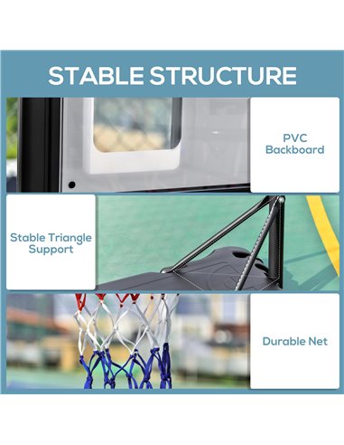 HOMCOM Height Adjustable Basketball Hoop and Stand, Free Standing Basketball Hoop System with Fillable Base and Wheels, for Teen