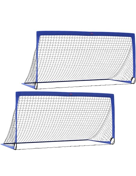 HOMCOM Set of 2 Football Goal Net 6 x 3 ft Foldable Outdoor Sport Training Teens Adults Soccer with Carrying Bag Blue A62-015V00 - pic 95186 | FastDaddyshop