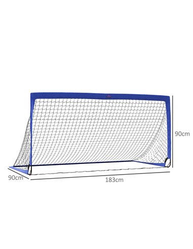 HOMCOM Set of 2 Football Goal Net 6 x 3 ft Foldable Outdoor Sport Training Teens Adults Soccer with Carrying Bag Blue A62-015V00