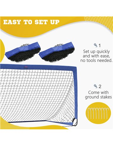 HOMCOM Set of 2 Football Goal Net 6 x 3 ft Foldable Outdoor Sport Training Teens Adults Soccer with Carrying Bag Blue A62-015V00