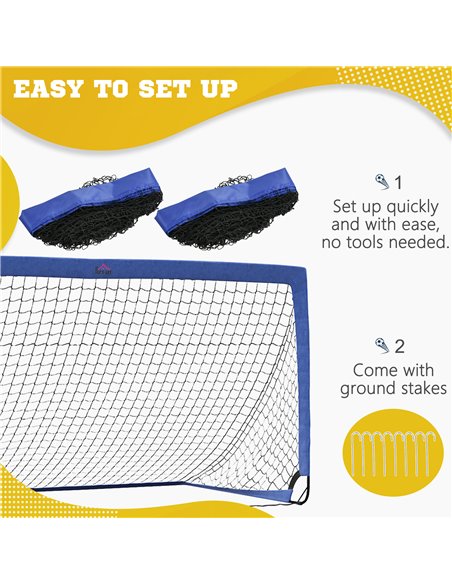 HOMCOM Set of 2 Football Goal Net 6 x 3 ft Foldable Outdoor Sport Training Teens Adults Soccer with Carrying Bag Blue A62-015V00 - pic 95189 | FastDaddyshop