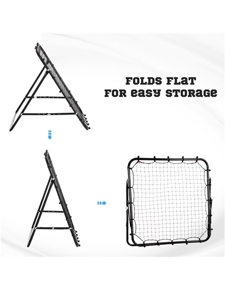 HOMCOM Rebounder Net Practise Kickback Goal for Teens Adults Softball Training Black A62-012BK - pic 95198 | FastDaddyshop