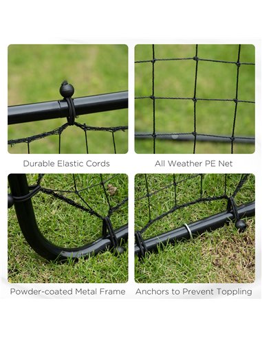 HOMCOM Rebounder Net Practise Kickback Goal for Teens Adults Softball Training Black A62-012BK