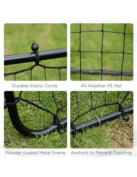 HOMCOM Rebounder Net Practise Kickback Goal for Teens Adults Softball Training Black A62-012BK - pic 95200 | FastDaddyshop