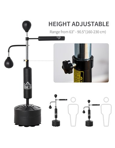 HOMCOM 3-in-1 Boxing Punching Bag Stand with 2 Speedballs, 360° Relax Bar, & PU-Wrapped Bag & Adjustable Height A91-120